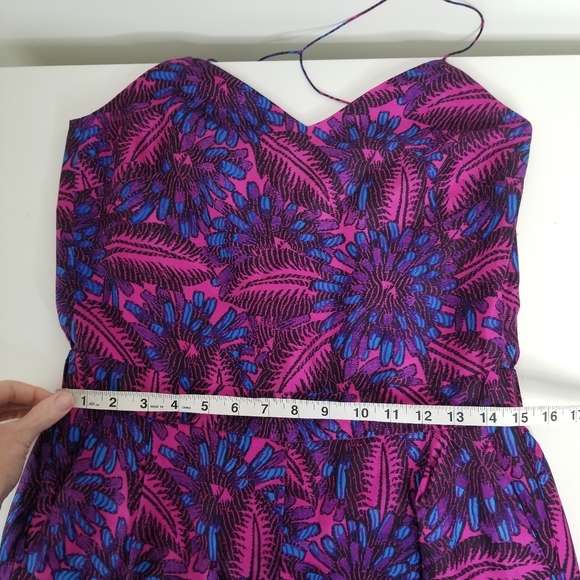 NWT J. Crew Silk Floral Midnight Fuchsia Strappy Jumpsuit Size 4 Pockets - Picture 3 of 16